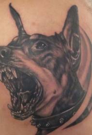 Doberman Tattoo Pattern with a big mouth