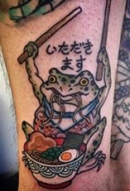Wavulana walijaza rangi rahisi ya chura na picha za tattoo za chakula