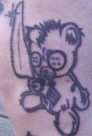 Плюшевый мишка и нож простой рисунок татуировки