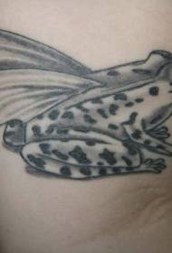 Motivo tatuaggio rana nero grigio con ali