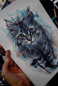 Modello di tatuaggio gatto inchiostro manoscritto