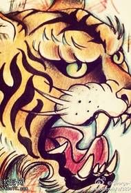 Il manoscritto del tatuaggio della testa di tigre di colore funziona dallo spettacolo di tatuaggi