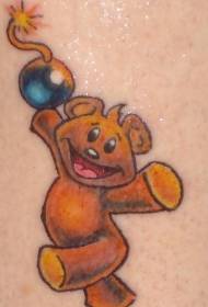 Tetdy bear and bomb color tattoo pattern