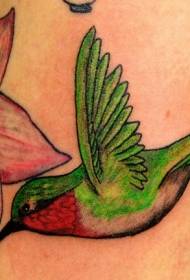 Kolları olan renkli sinek kuşu dövme resmi
