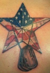 Ameriken drapo pentagram modèl tatoo