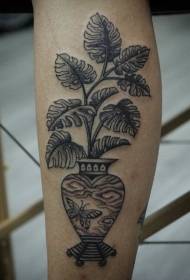 Plant tattoo, mooi bloeiend plant tattoo patroon