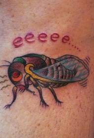 Smieklīgs kukaiņu un burtu tetovējuma raksts