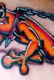Jeklena veriga zaklene strašljiv vzorec tatoo žab
