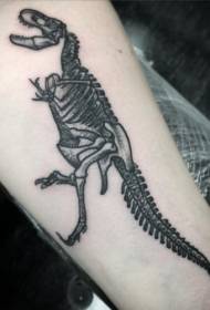 Motif de tatouage squelette de dinosaure de style de gravure noire classique de bras