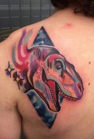 Atgal naujas mokyklos žvaigždėtas dangus spalvingas dinozaurų tatuiruotės modelis