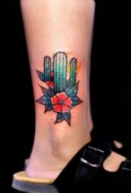 Set of personalized tattoo pictures of plant cactus