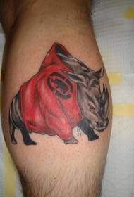 Rinoceronte de cor de perna usando padrão de tatuagem de jaqueta