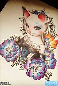 Modello tatuaggio bellissimo manoscritto gatto