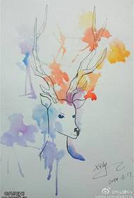 Gekleurde splash antilope tattoo manuscript patroon