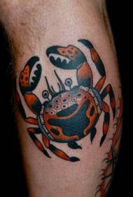 Modello di tatuaggio di personalità di granchio colorato di vitello