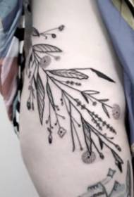 Black and gray plant tattoo illustration of natural beauty