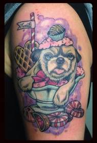 Mielas šuniukų saldainių tatuiruotės modelis