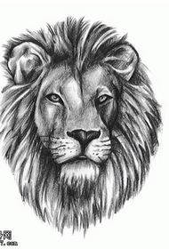 Personality black gray lion head tattoo manuscript picture