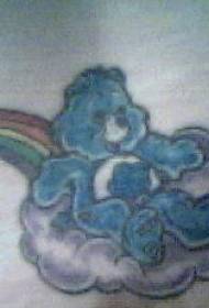 Urs albastru cu model de tatuaj curcubeu nori