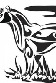 Juodos linijos eskizo kūrybinio modelio leopardo tatuiruotės rankraštis