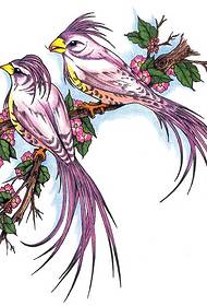 Pattern di tatuaggi di uccelli: Modellu di tatuaggio di ciliegia magpie