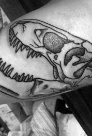 Patrón de tatuaxe de cráneo de dinosaurio brazo negro de gran brazo