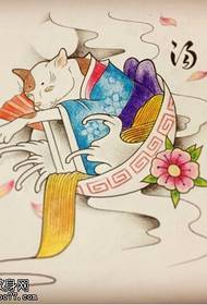 रंग व्यक्तित्व बिल्ली टैटू पांडुलिपि तस्वीर