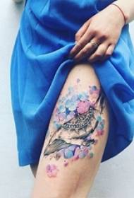 Gorgeous painted gradient simple lines small fresh plant flowers tattoo pattern