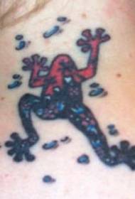 Patrón de tatuaje de rana negra roja tóxica