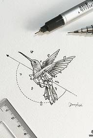 Hummingbird rukopis geometrijske linije tetovaža