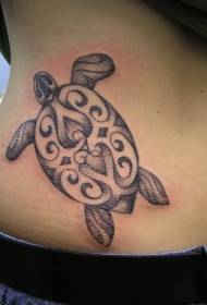 Donkergrijs tribal schildpad tattoo patroon
