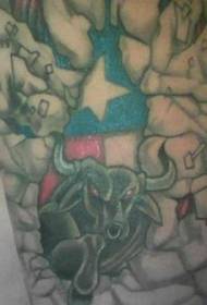 Texas Fändel a Bull Tattoo Muster