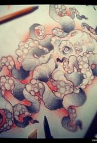 歐美章魚派紋身圖案手稿