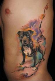 Боковые ребра симпатичная акварель собака татуировки
