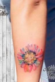 Suncokret tetovaža uzorak Cvjetajući ili crno sivi ili obojeni uzorak suncokretove tetovaže