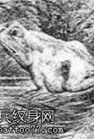 Manoscritto carino e ben educato del modello del tatuaggio della rana