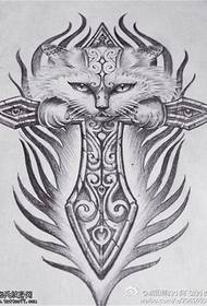 Зображення рукопису татуювання хрестом кішка