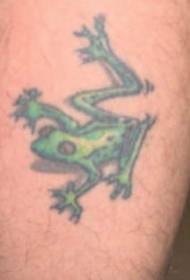 Bacak rengi çizgi film küçük yeşil kurbağa dövme deseni