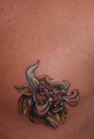 Kolor kreskówka tatuaż głowa byka wzór