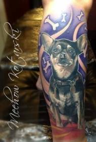 Χαριτωμένο μοτίβο τατουάζ σκύλου και οστών
