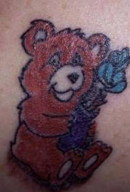 Lindo patrón de tatuaxe de oso e flor