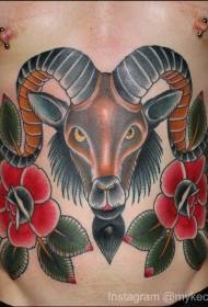 Muški ovna u boji trbuha s uzorkom tetovaže cvijeća