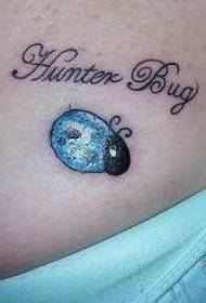 Plava bubuljica s uzorkom tetovaže engleskog abecede