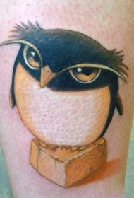 Cute penguin standing on ice floe tattoo pattern