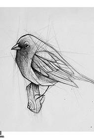 Рукопис линија тетоважа птица узорак