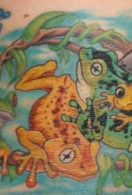 Vēders krāsoja dažādus varžu tetovējumu modeļus