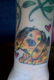 Modello di tatuaggio del cane con le gambe corte del fumetto del polso