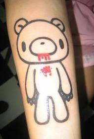 Simple teddy bear vomiting blood tattoo pattern