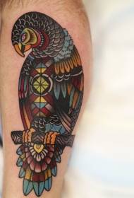 Caj npab xim lub tsev kawm qub qub parrot tattoo qauv