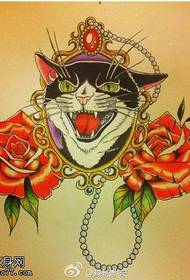 Kleuren kat rose tattoo manuskriptpatroan